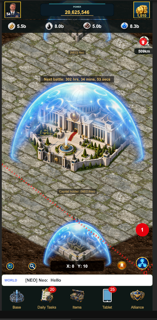 The protected capital at the centre of the game world